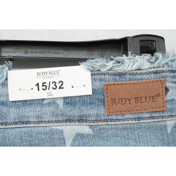 New Judy Blue Jeans Women 15/32 Blue Denim Shining Star Print Cropped Straight - Picture 8 of 13